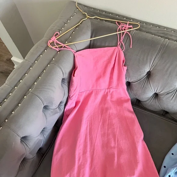 Old Navy Vibrant Pink romantic summer linen feminine mini dress size M - Picture 5 of 9